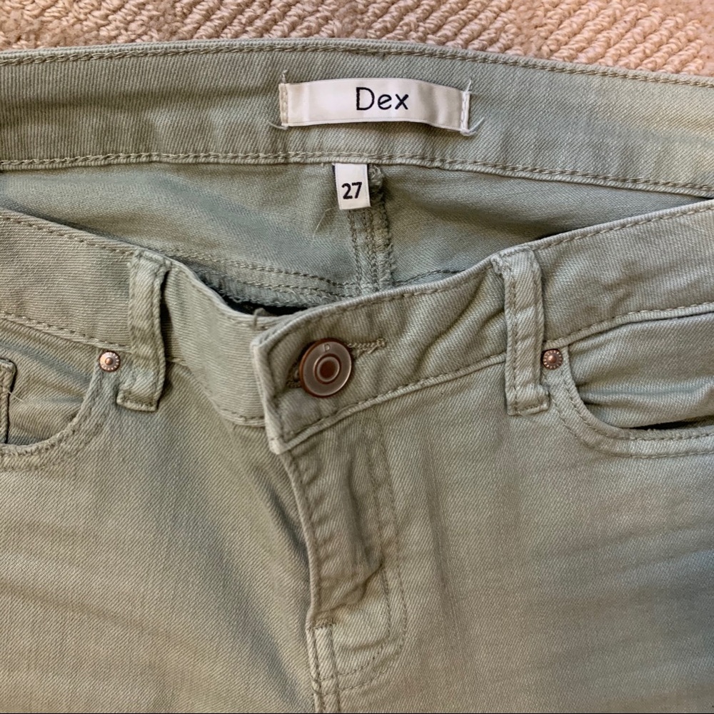 Dex green distressed skinny jeans size 27